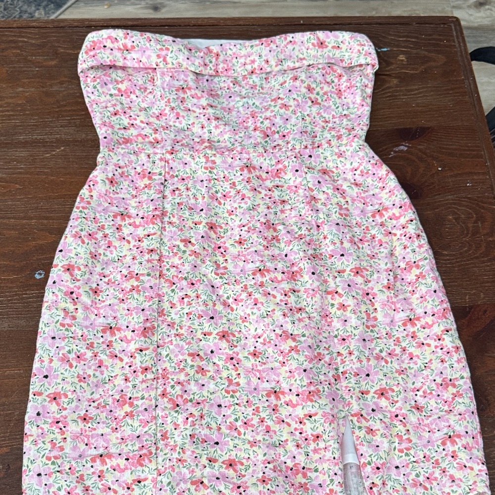 Aeropostale Pink Floral Strapless Sundress with Smocked Bodice